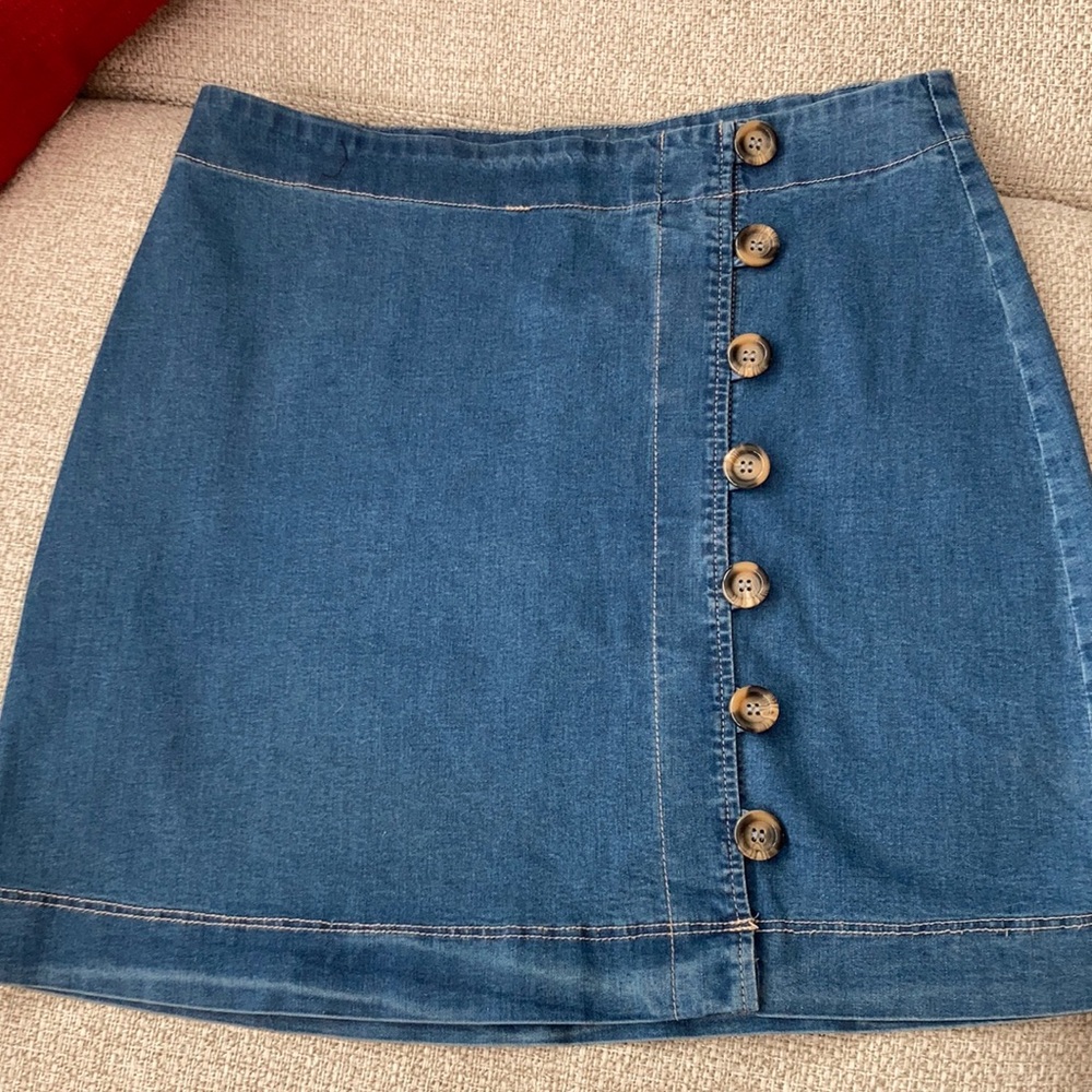 Denim skirt button up.